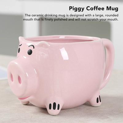 Cartoon Drinking Mug Ceramic Coffee Cup Ceramic Coffee Mug Wide Mouth Piggy Cute Water Cup with Handle for Home Cafe Office