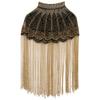 Women 20s Flapper Long Fringed Shawl Sequin Beaded Tassel Evening Cape Wrap for Wedding Reception Special Events