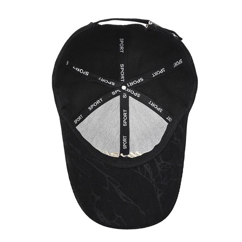 Corduroy Baseball Cap With Embroidered Letters Women Men Winter Adjustable Visor Hat