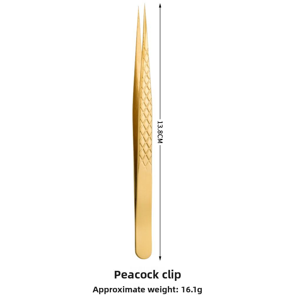 

Golden High Precision Net Pattern Eyelash Extension Tweezers, Professional Beauty Lash Feather Clip, Durable False Eyelash Graft