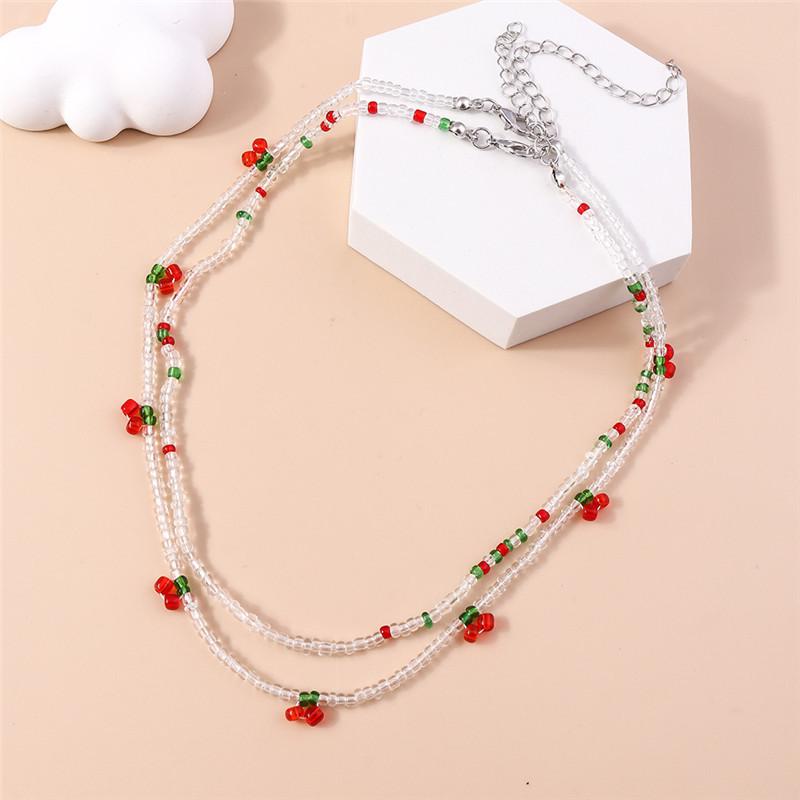 Summer Boho Korea Lovely Flowers Seeds Beaded Necklace Statement Short Collar Choker Necklace for Women Vacation Jewelry Gifts