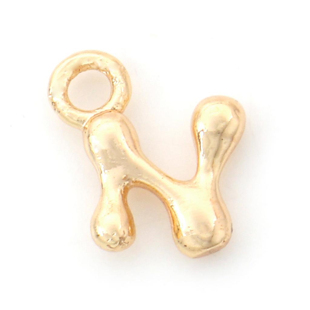 3 Piece Brass Charms 18K Real Gold Plated Capital Alphabet/ Letter Message " A-Z " Pendant Accessories DIY Personalized Jewelry