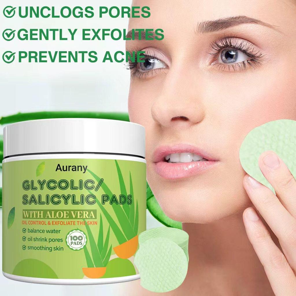 Aloe Salicylic Acid Exfoliating Pads - Gently Exfoliate, Deep Clean Pores, Prevent Breakouts & Hydrate Skin, Daily Facial Pads for Acne Prone-60Pcs