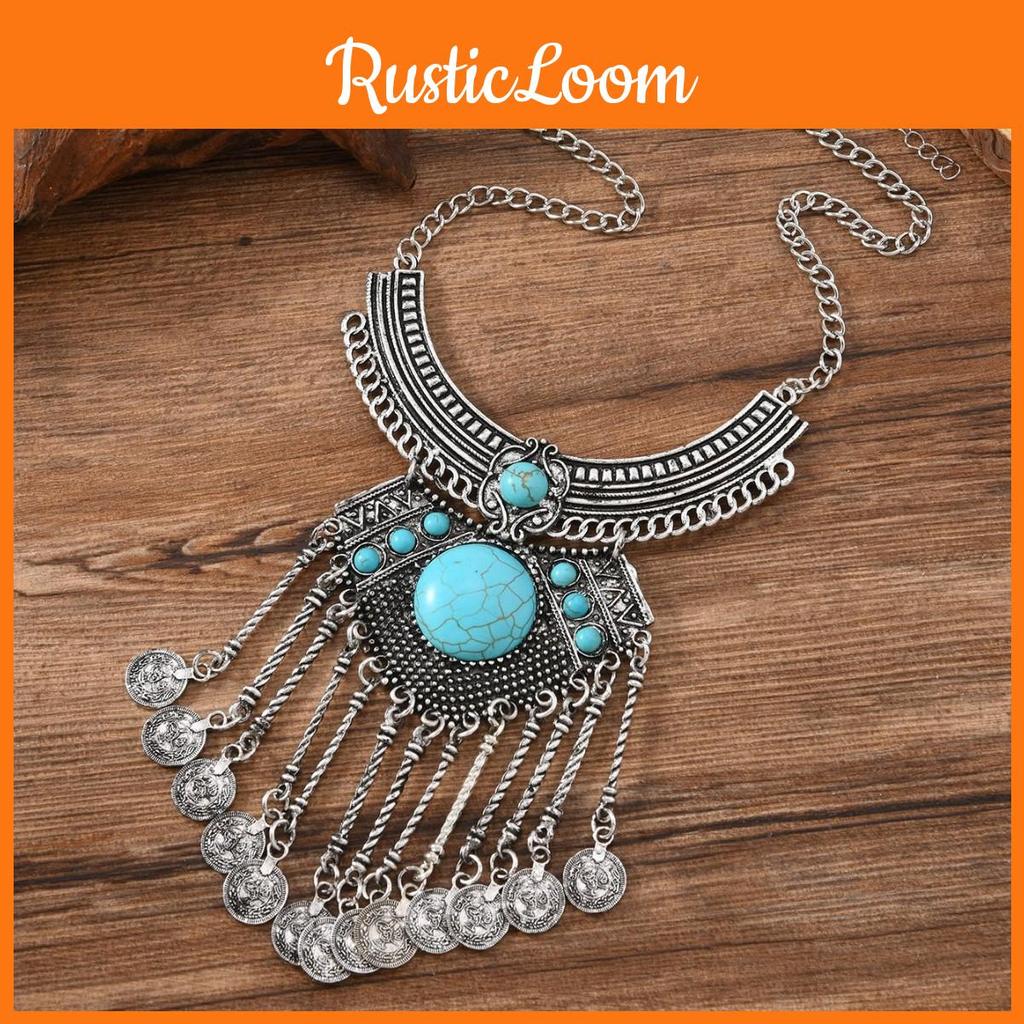 Necklace Geometric Ethnic Zinc Alloy Pendant With Beaded Chain For Boho Jewelry