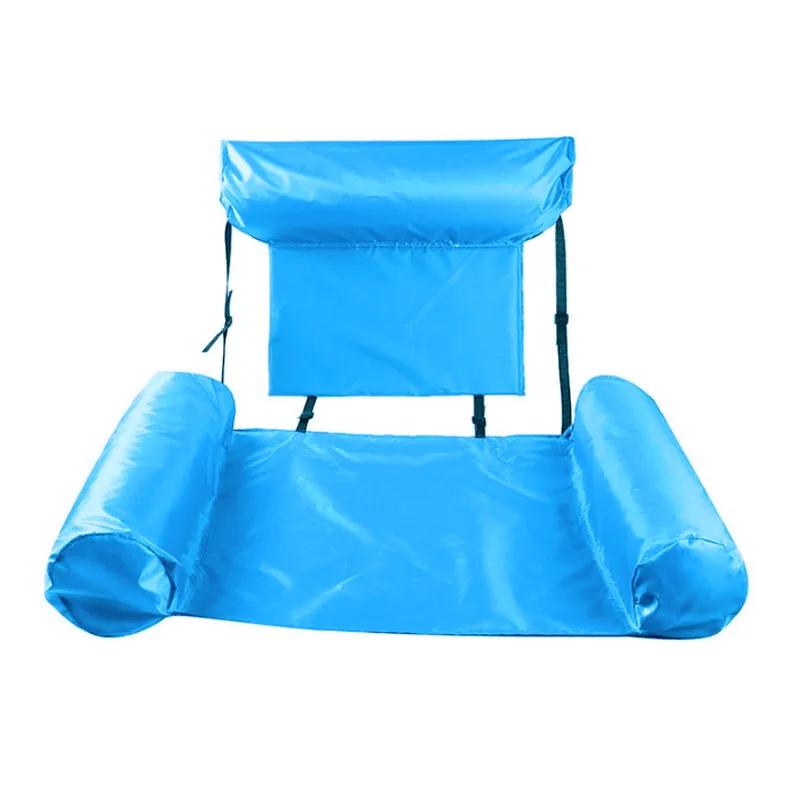 Water Inflatable Lounge Chair, Floating Bed Hammock Foldable Dual Use Backrest, Floating Row Comfortable Breathable and Relaxing