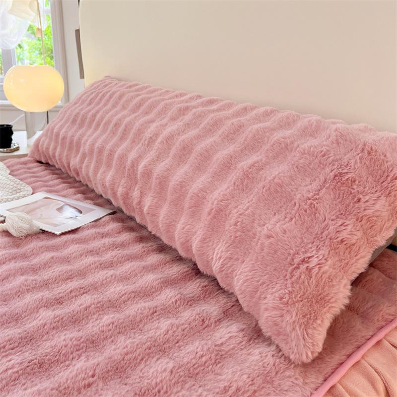 

Декоративные наволочки из искусственного меха, плюшевые наволочки для длинных подушек, наволочка, наволочка для подушки, для кровати, дивана, гостиной в стиле фермерского дома 48x120cm розовый