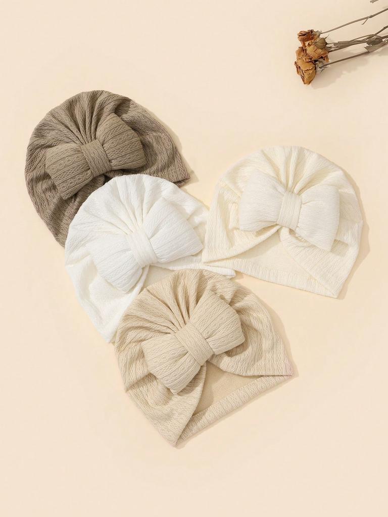 3pcs Cute Bowknot Baby Turban Hat Soft Newborn Baby Girls Indian Cap Spring Autumn Infant Boys Cap Beanies Headwrap