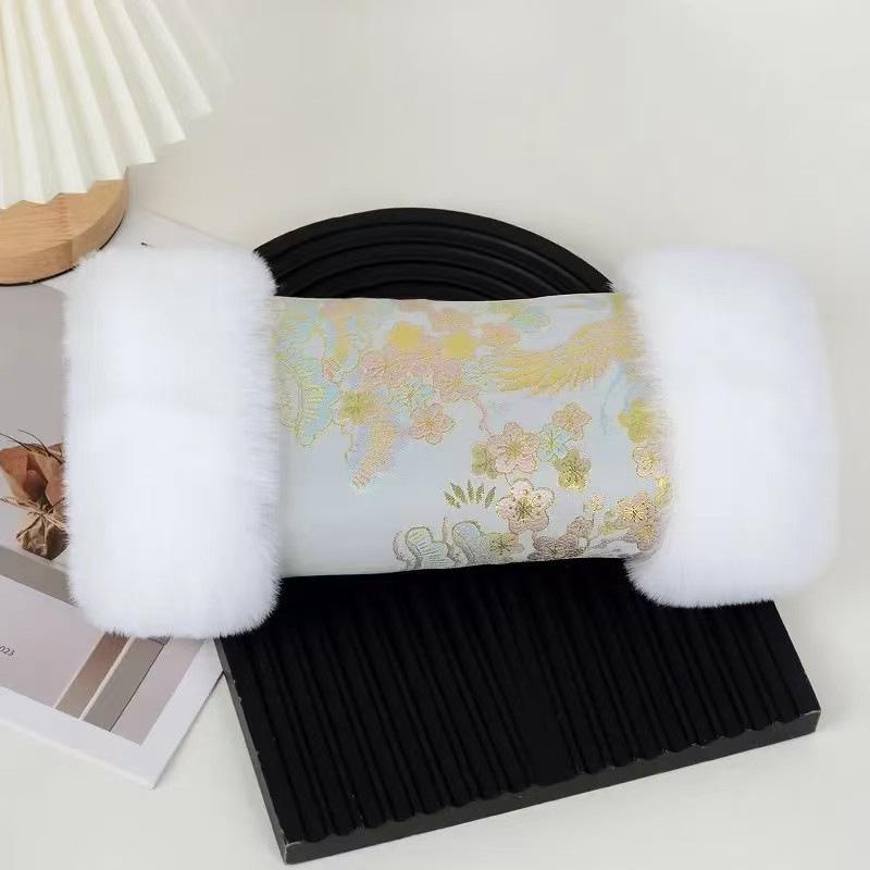 

Ретро Китайский Дворец Искусственный Мех Самонагревающаяся Муфта для Рук