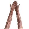 Womens Extended Patent Artificial Leather Coated Pole Dance Performance Hand Wear Spooky Season Role Play  Attire Accessories Night Spot Sensual
