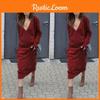 Elegant Woman Fashion V-neck Long Sleeve Winter Sweater Dress For Stylish Looks