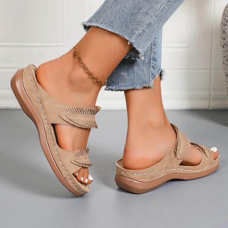 2025 Brand Ladies Shoes Basic Women's Slippers Plus Size Best Seller Casual Slippers Women Summer Open Toe Flat Slippers