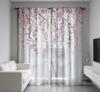 2PCS Digital Printed Curtains, Cherry Blossom Sakura Japanese Elegant, Rod Pocket Window Drapes for Living Room Bedroom Decor
