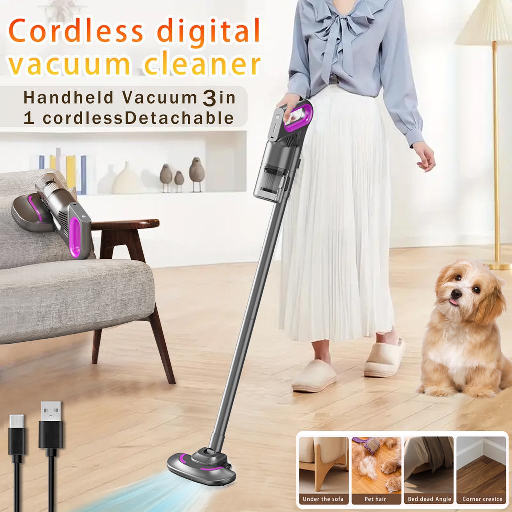 Cordless Handheld Vacuum Cleaner, Rechargeable Stick Vacuum with Cyclone Suction for PC Dust Removal, Car, Home & Office