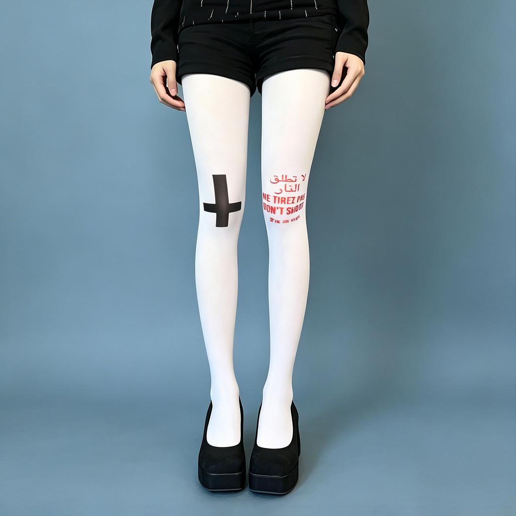 Cat Print Velvet Tights With Hip Lifting And Slimming For Casual Women