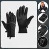 Cycling Gloves Men's Winter Zipper Touch Screen Windproof and Warm Waterproof Cycling Sports Plus Fleece Ski Gloves Adjustable