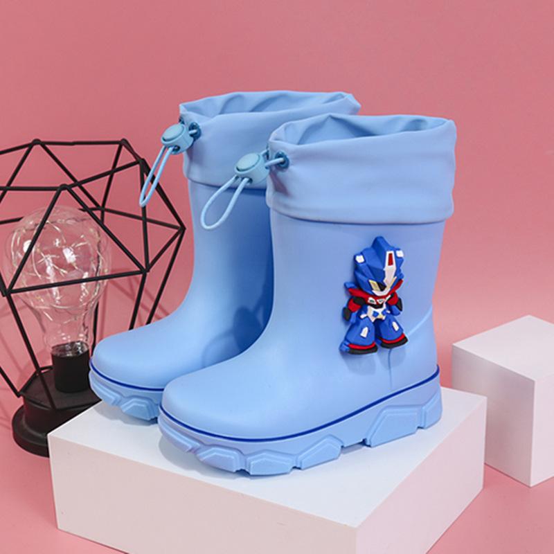 

2025 детские дождевики с рисунком из мультфильма износостойкие бархатные теплые и нескользящие школьные водонепроницаемые сапоги средние и большие детские дождевики [Inner Length 17cm] Size 27/28