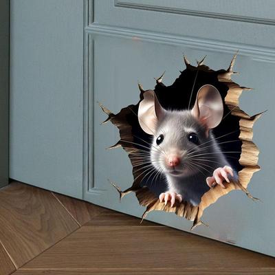 3D Mouse Hole Sticker Removable Self-Adhesive For Room Bedroom Home Decoration Accessories