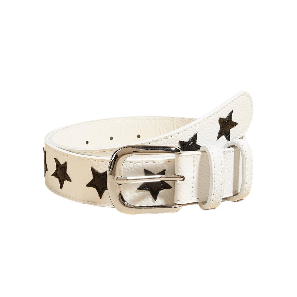 Fashion Belt For Women Pu Leather Star Pattern Casual Waist Accessory For Outdoor Wear