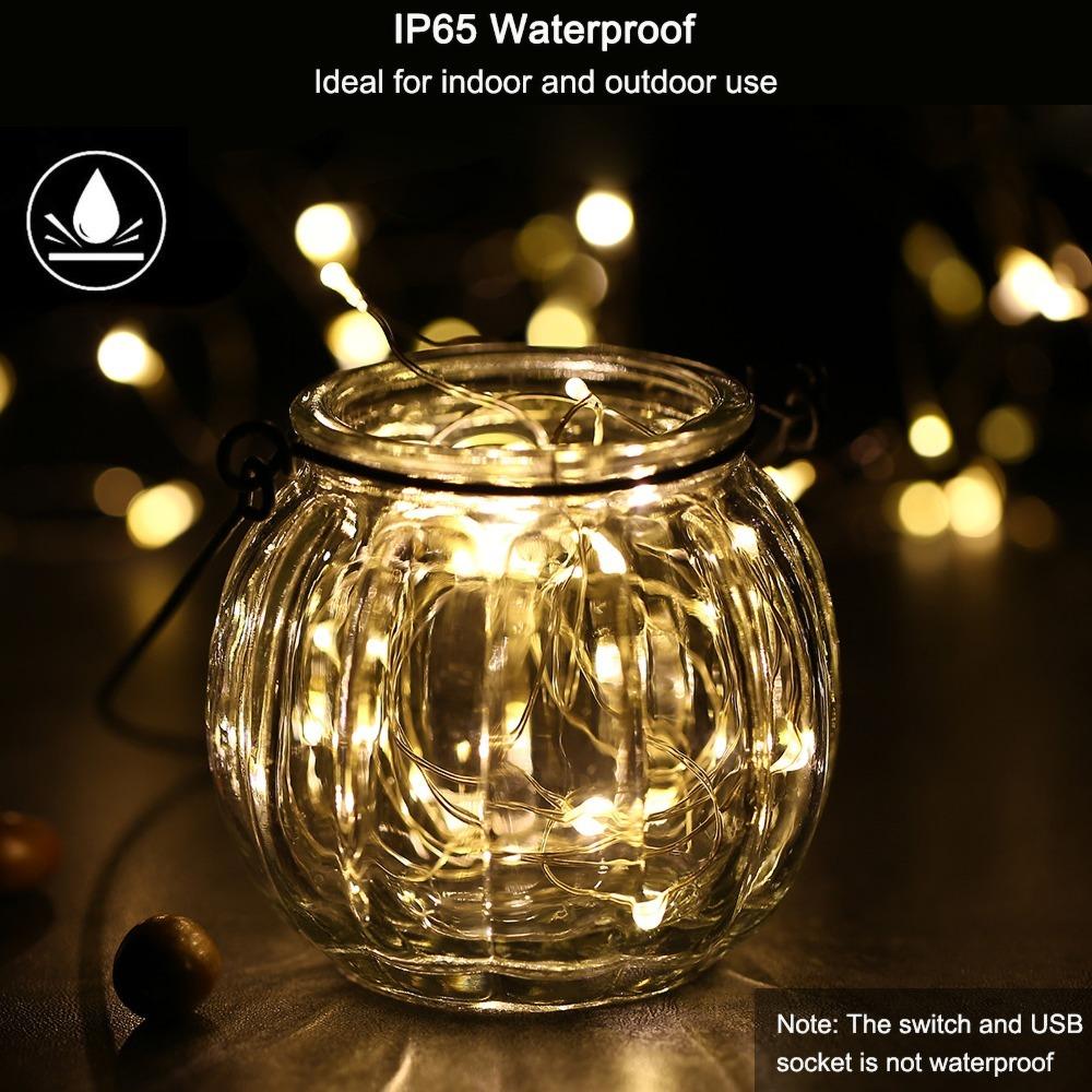 12m Length LED String Lights IP65 Waterproof Festival String Lights USB Fairy Lights For Xmas