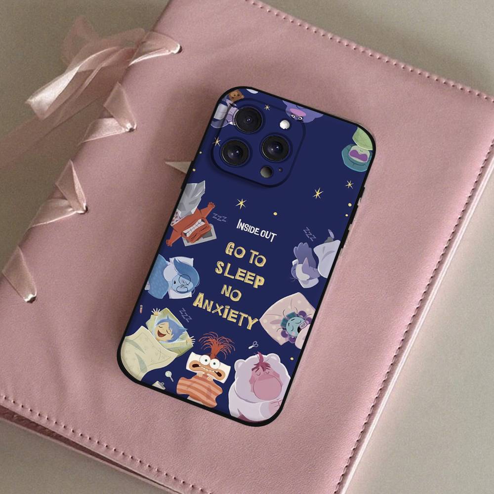 I-Inside Out 2 Family Phone Case For IPhone 1716 15 14 13 Pro Max 11 12 Mini X Xs XR Black Silicone Cover