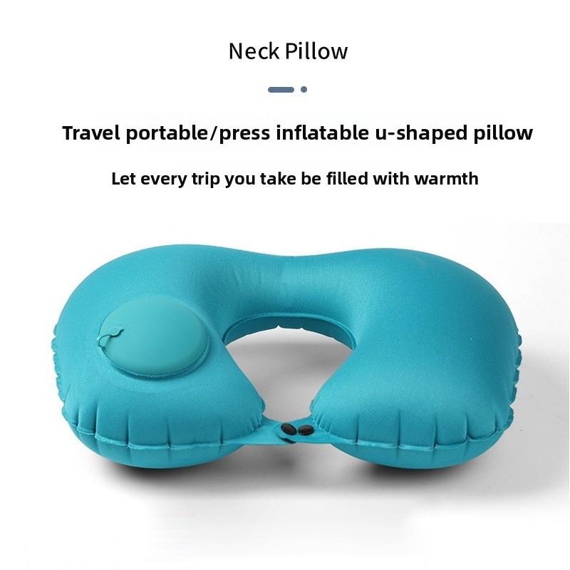 Press-type Inflatable U-shaped Pillow - Portable U-shaped Aircraft Neck Support Pillow - Travel Must-have - Sleeping Cervical Pillow