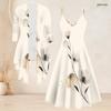 Women Plus Size Two Piece Matching Set Long Sleeve Cover Up Cami Maxi Dress