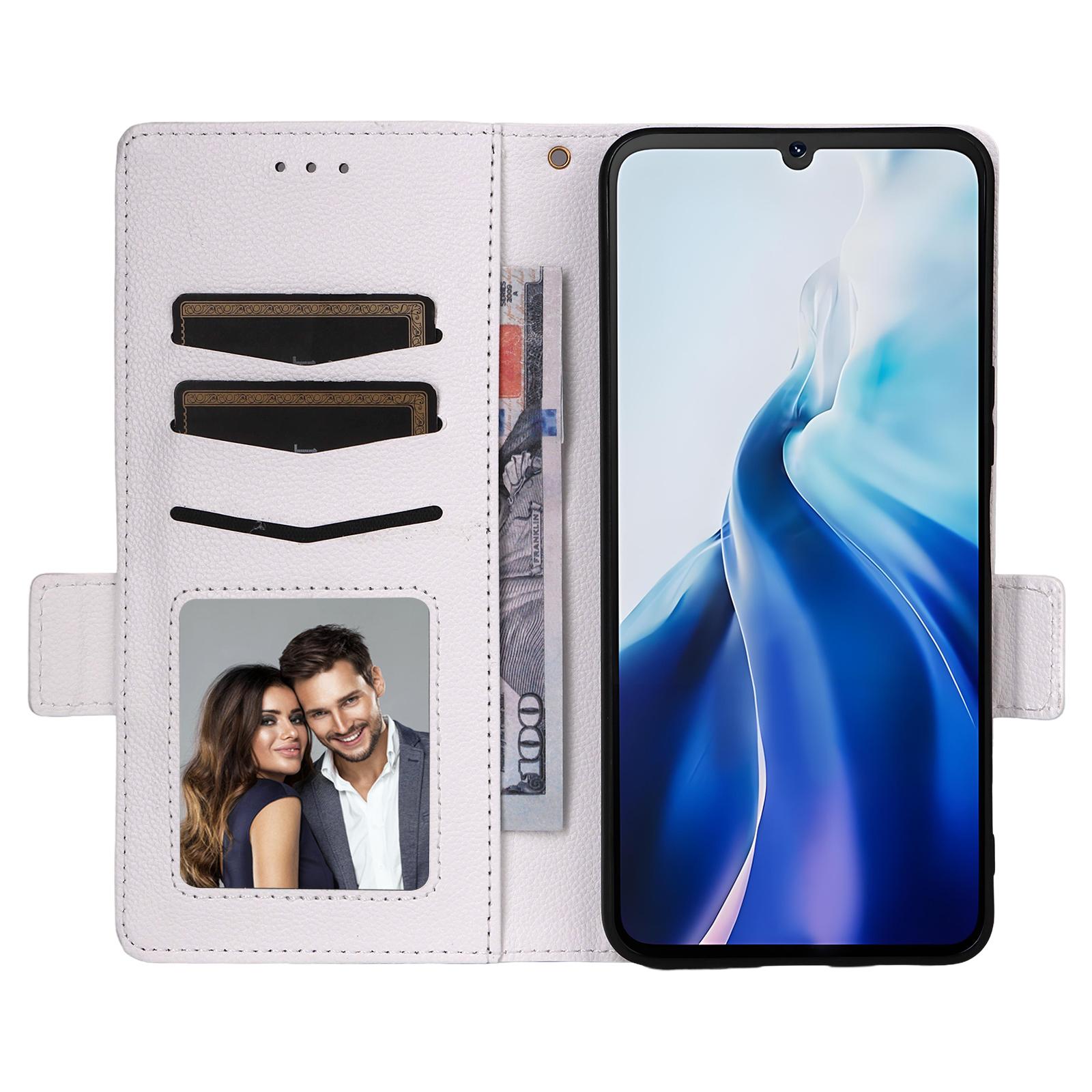 

For Cubot A30 Case with Wrist Strap Litchi Texture PU Leather Wallet Phone Cover Dark Blue