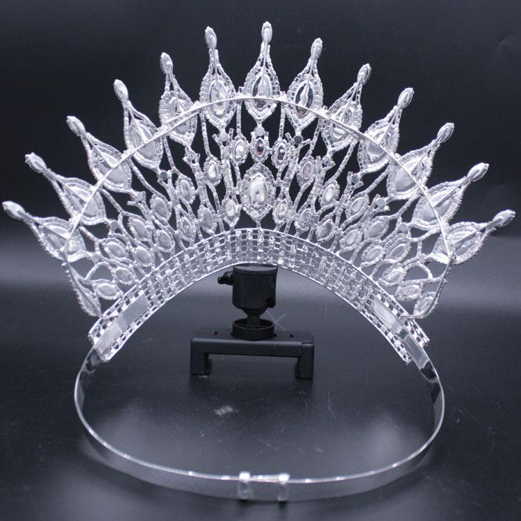 Catwalk Pageant Crown Stage Oversized Adjustable Rhinestone Crown Festive Party Headwear