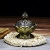 Chinese Alloy Buddha Incense Burner Lotus Flower Incense Holder Censer for Buddhist Home Office Decoration Indoor Ornaments Gift