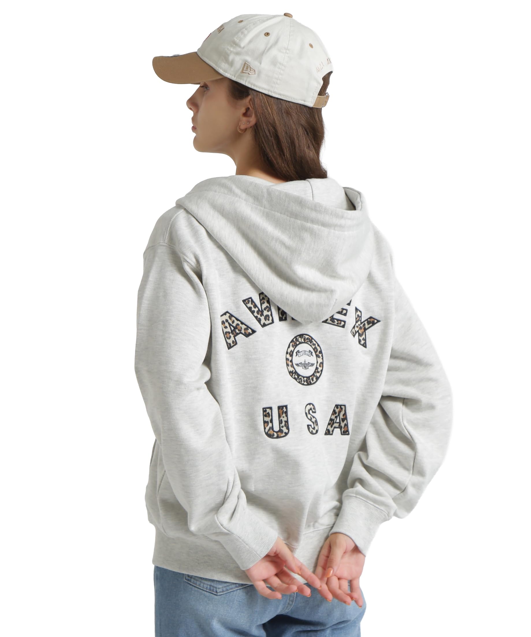 AVIREX LEOPARD VARSITY LOGO PARKA S 446 oatmeal 783-5231607