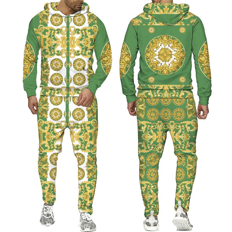 Trening pentru bărbați cu imprimeu 3D Phnom Penh auriu, stil hip hop, hanorac cu mânecă lungă, pantaloni, costum de primăvară toamnă, set de îmbrăcăminte sport pentru jogging pentru bărbați