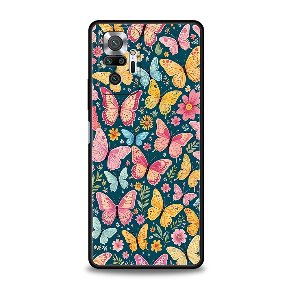 Butterfly Design Phone Case Cover for Redmi 14C 10C Note 15 14 13 12 10 11 K40 Pro Plus 5G Shockproof Soft TPU Shell Fundas Bag