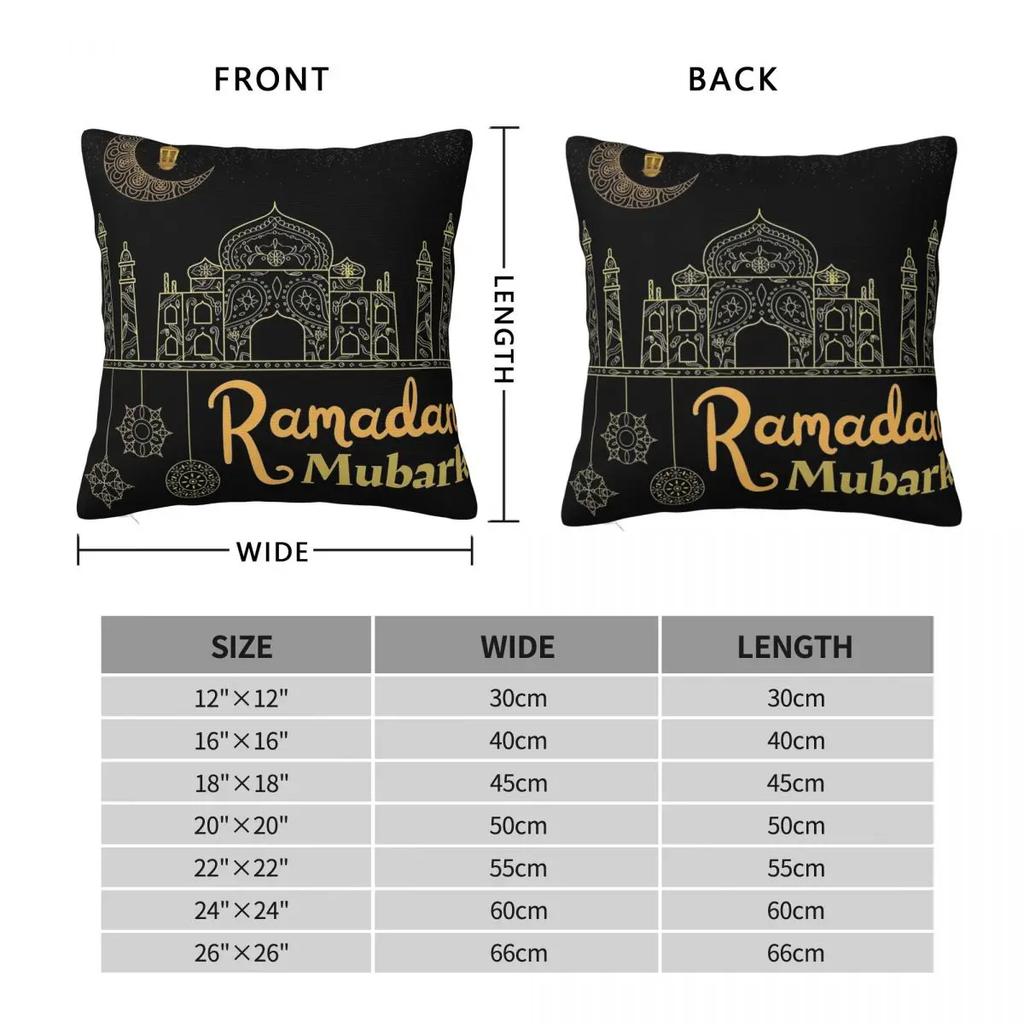 Eid Mubarak Ramadan Kareem Pillowcase Printed Polyester Cushion Cover Decorative Throw Pillow Case Cover Home Square 18''