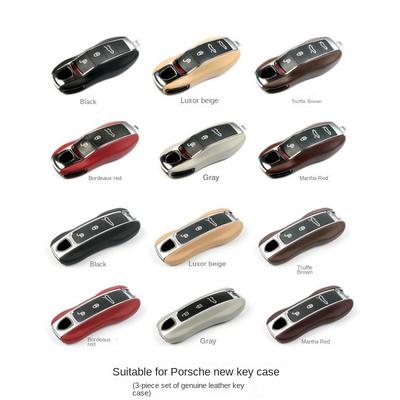 Leder Smart Key Cover Etui Fob für 911 Macan Boxster Cayenne Panamera Taycan Cayman 971 9YA 718 Schlüsselhülle