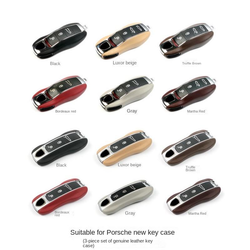 AABKT1 Leather Car Smart Key Cover Case Fob For Porsche 911 Macan Boxster Cayenne Panamera Taycan Cayman 971 9YA 718 Key Shell