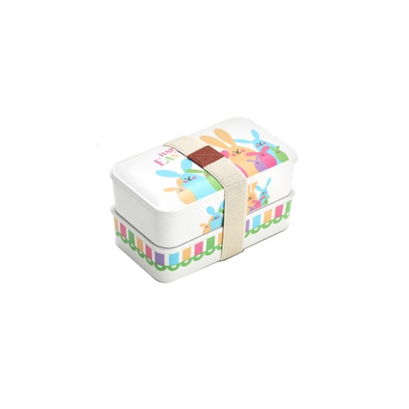 1000ml double layer bamboo fiber baby bento box school travel walking tours camping box youth food exchange container | Lunch (rabbit)