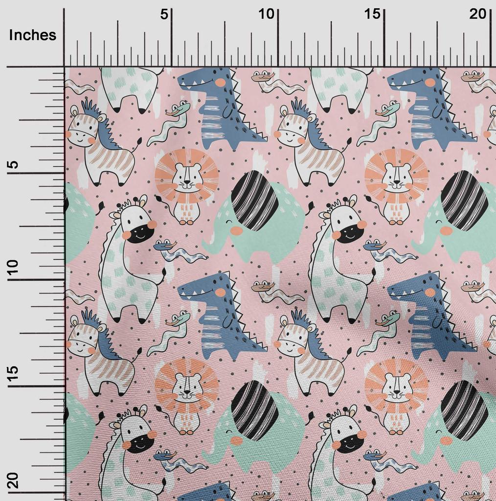 oneOone Cotton Flex Amethyst Fabric Kids Cutie Animal Sewing Material Print Fabric by The Yard 40 Inch