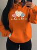 Pink Leopard Heart Printed Women'S Hoodie Autumn Loose Casual Pocket Fleece Pullover