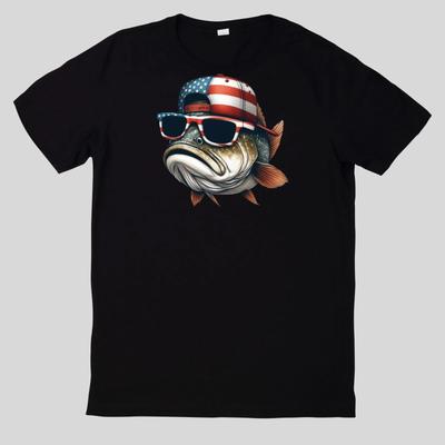Patriotisches Amerikanisches Klassisches Fisch 100% Baumwolle T-Shirt Herren T-Shirts Oberteil-