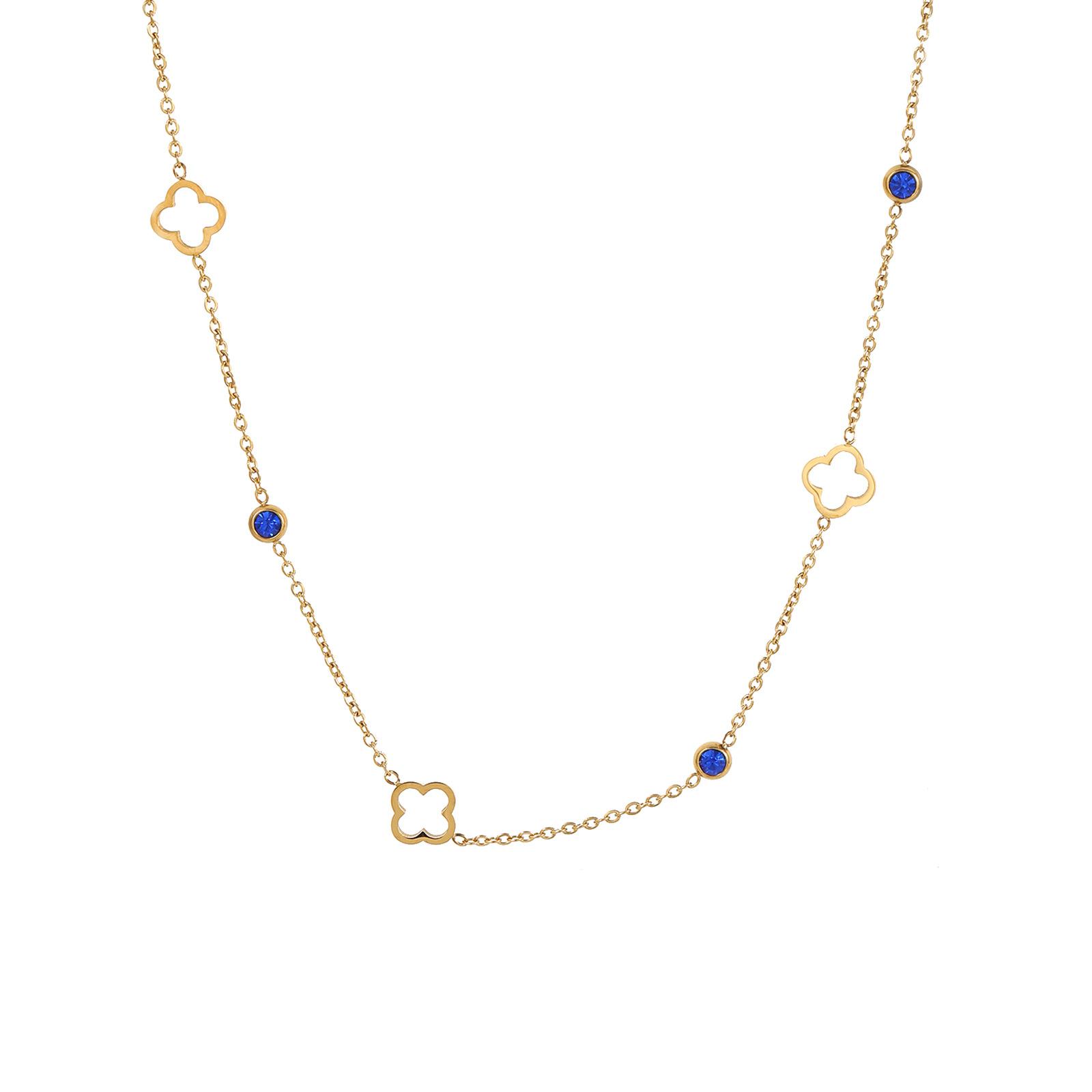 

Намисто з титанової сталі Чотирилисник з цирконієм, не втрачає колір, просте розкішне намисто, жіночий ніжний ланцюжок для ключиці