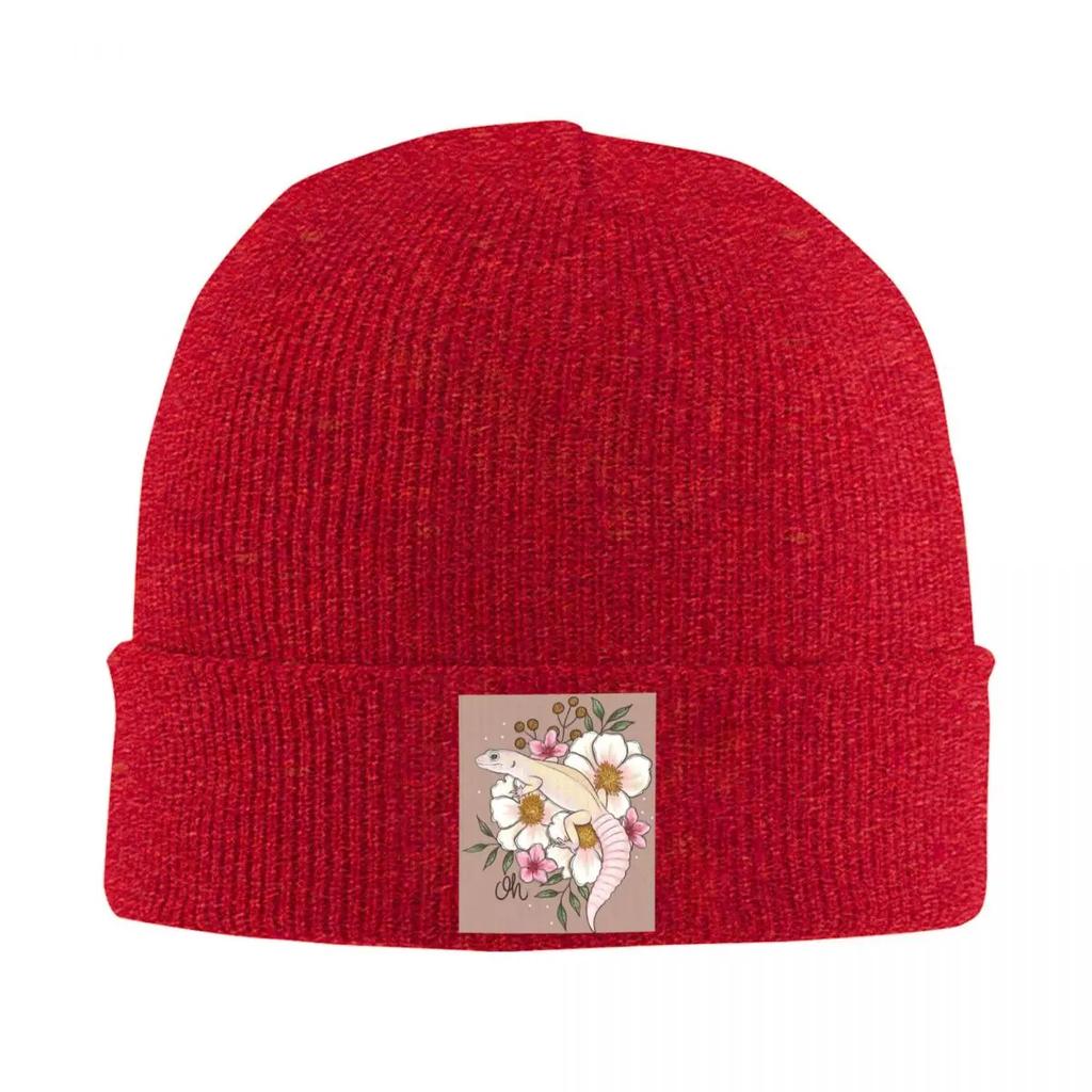 Leopard Gecko Murphys Patternless With Florals Warm Knitted Cap Winter Knit Bonnet Hat Skullies Beanies Hip Hop Caps for Unisex