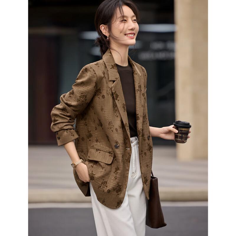 Women s Textured Jacquard Blazer S света кофе