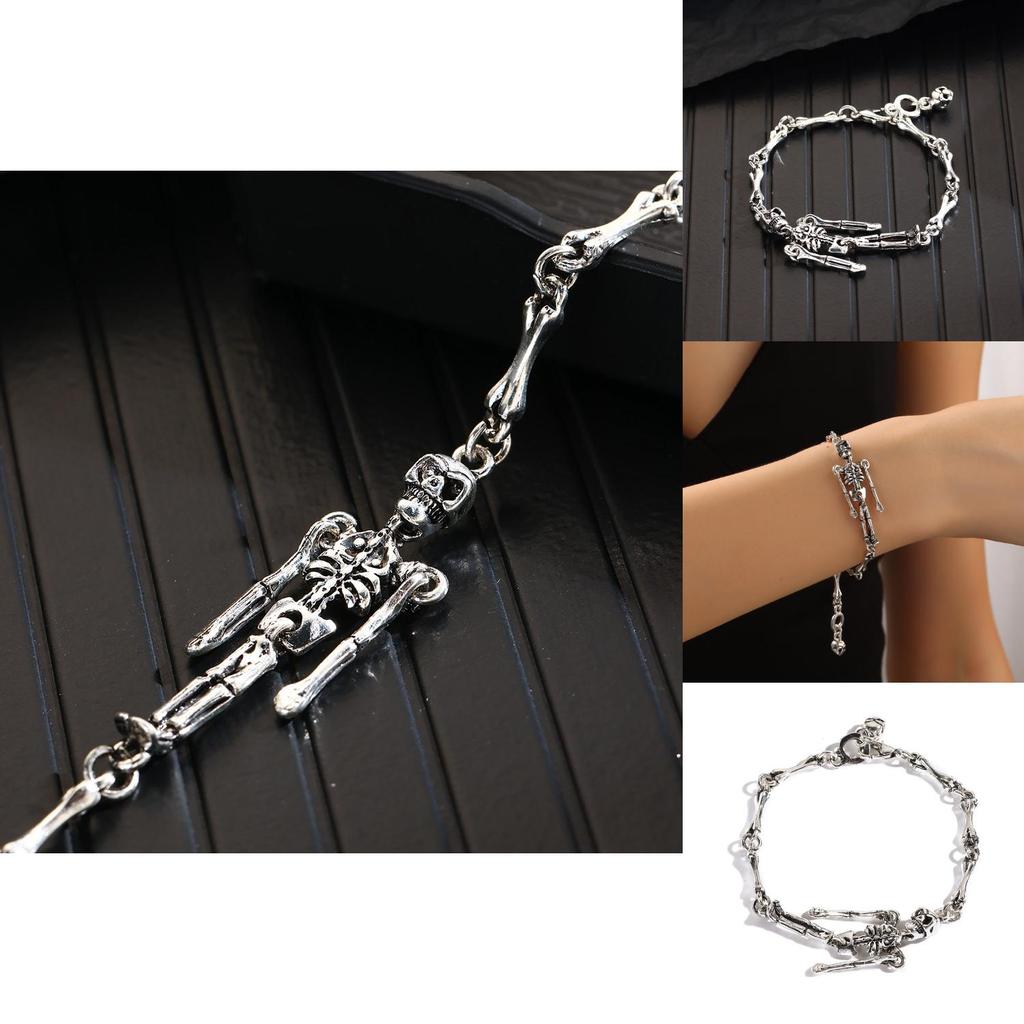 Gothic Punk Alloy Skull Jewelry With Exaggerated Style For Casual Outfits