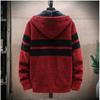 Podzimní a zimní nový pánský svetr s kapucí, kardigan, velká velikost, pletený, zateplený, plus sametový svetr, pohodlný, vysoce kvalitní, jedinečné oblečení