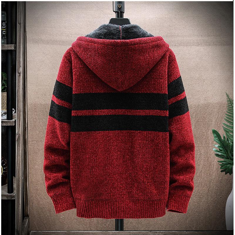Podzimní a zimní nový pánský svetr s kapucí, kardigan, velká velikost, pletený, zateplený, plus sametový svetr, pohodlný, vysoce kvalitní, jedinečné oblečení
