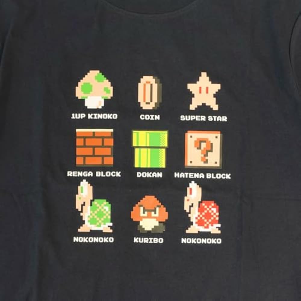 [Fine Plus] T-shirt Short Sleeve Super Mario Bros. Mario Dot Collection Retro Toy Character