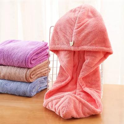 Korean Version of Solid Color Dry Hair Cap, Women's Water-absorbing Quick-drying Headscarf, Shampoo Hat, Plain Bear Buckle Thickened Dry Hair Towel.