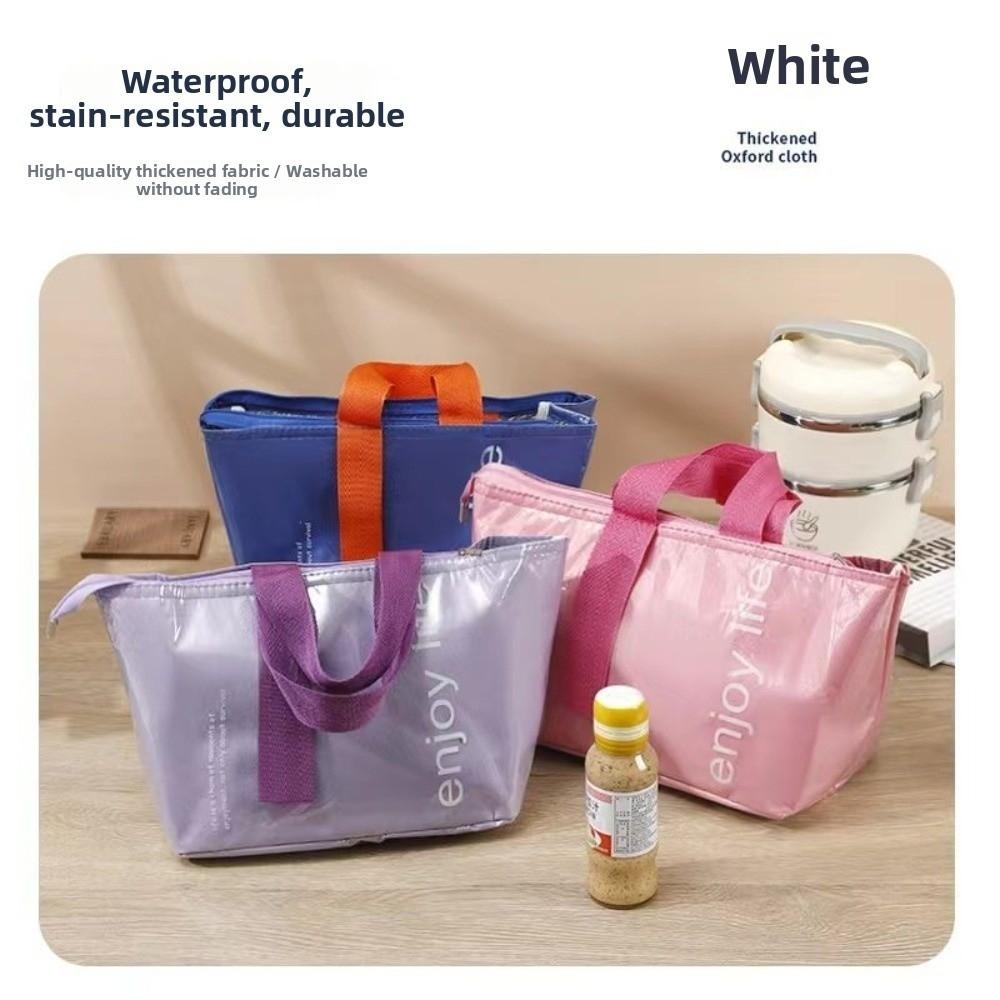Solid Color Insulated Lunch Bag Large Capacity Thermal Picnic Bag Lunch Handbag Picnic