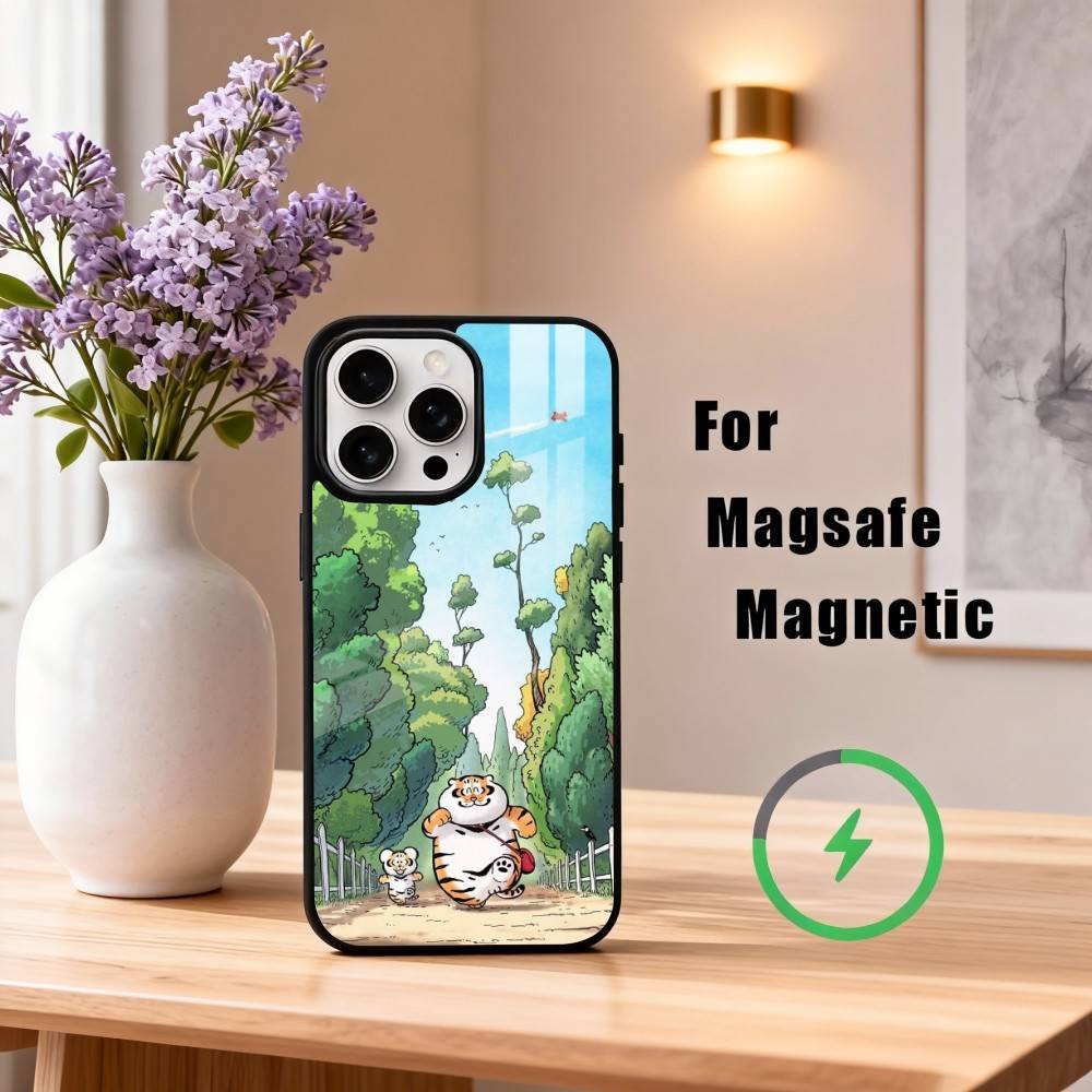 F-Fat Tiger Phone Case For iPhone17,16,15,14,13,12,11 Plus,Pro Max Magnetic For Magsafe Wireless Charging