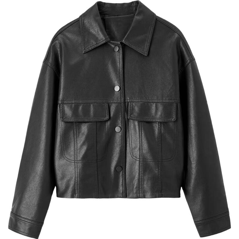 Женская кожаная куртка-мотоцикл Shangdou Bila с лацканами и карманами M